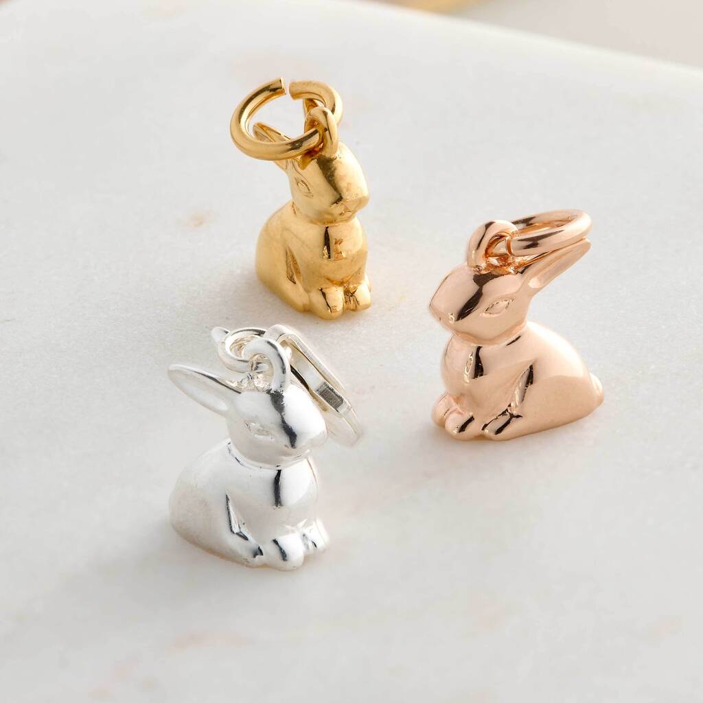 silver gold bunny rabbit easter charm rose gold scarlett jewellery brighton Uk