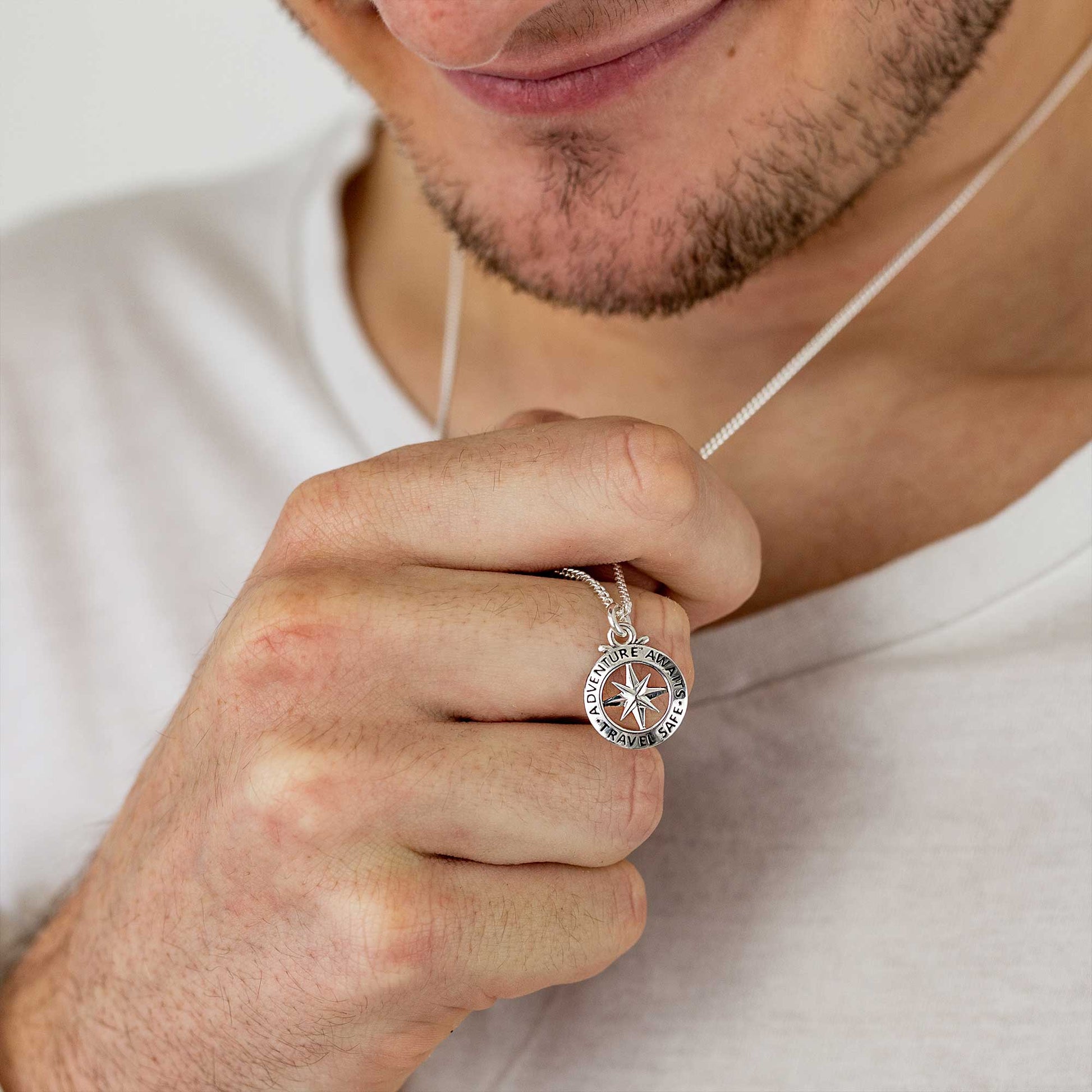 small travel safe compass necklace alternative saint christopher birthday 18th 21st gift for son grandson