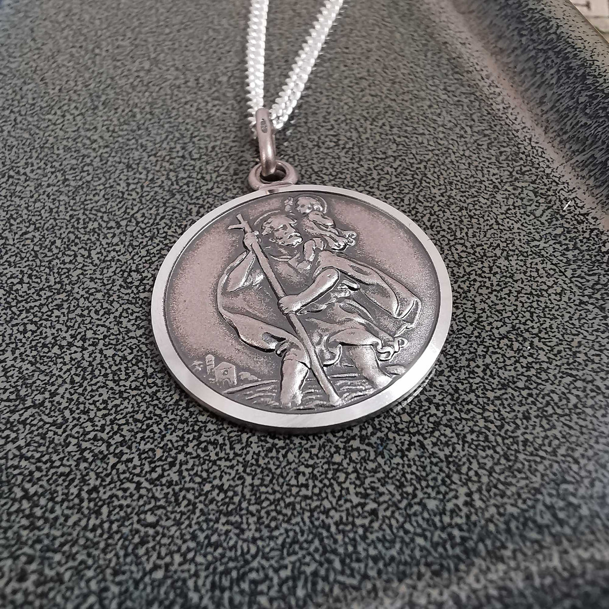 sterling silver vintage style saint christopher pendant mens 18th 21st birthday gift idea