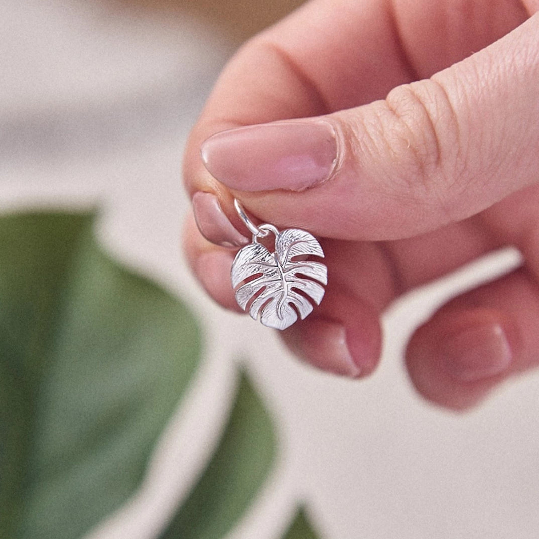 Monstera Palm Leaf Sterling Silver Charm