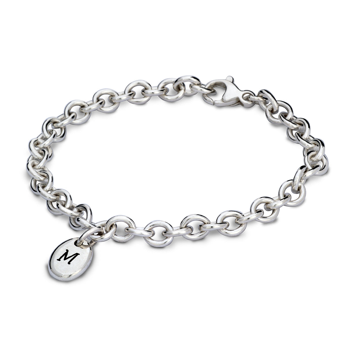 Personalised initial pebble charm bracelet Scarlett Jewellery