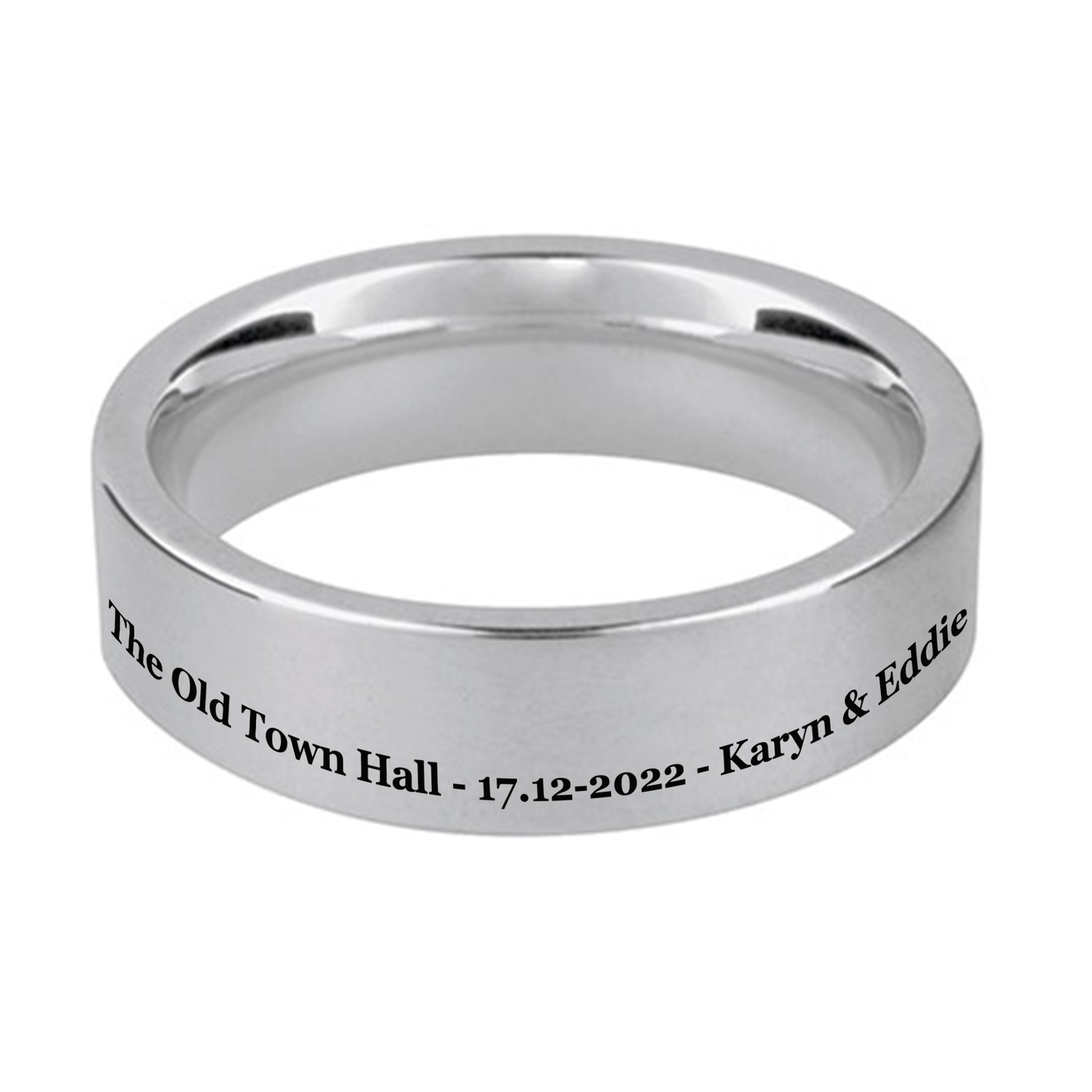 periphery edge engraved silver  5mm wide comfort court ring scarlett jewellery