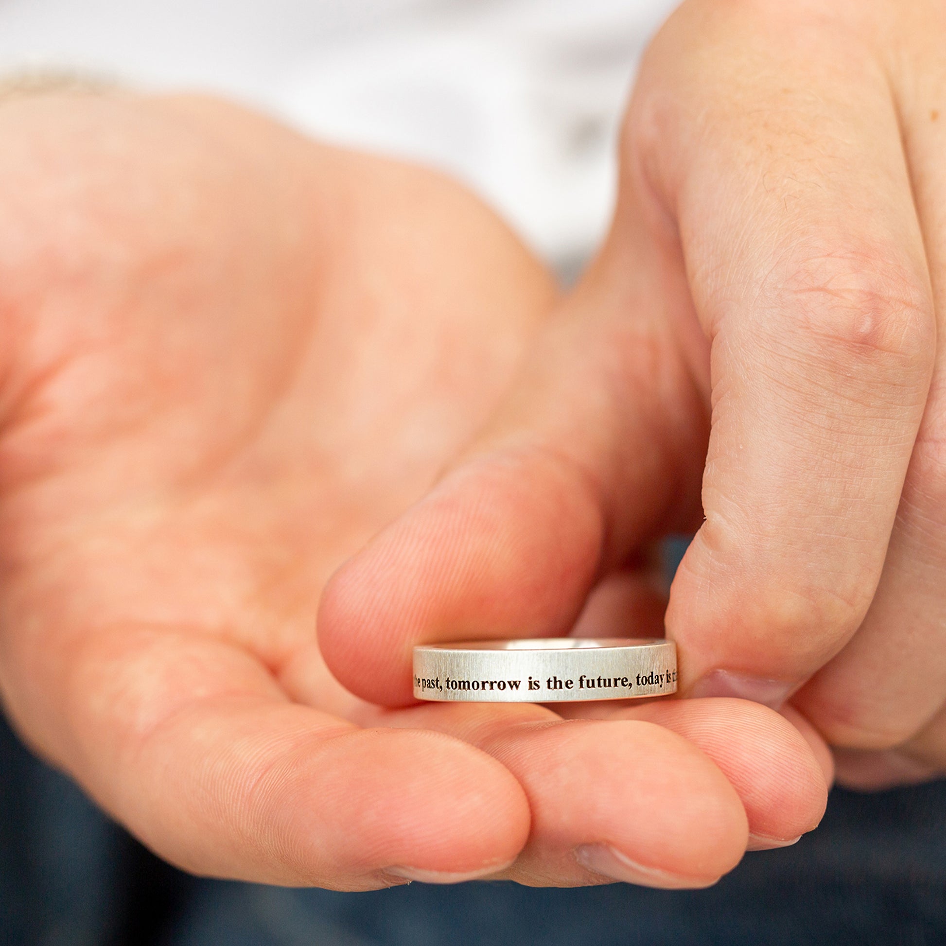 engraved ring lower edge custom message ring sterling silver gift for the groom