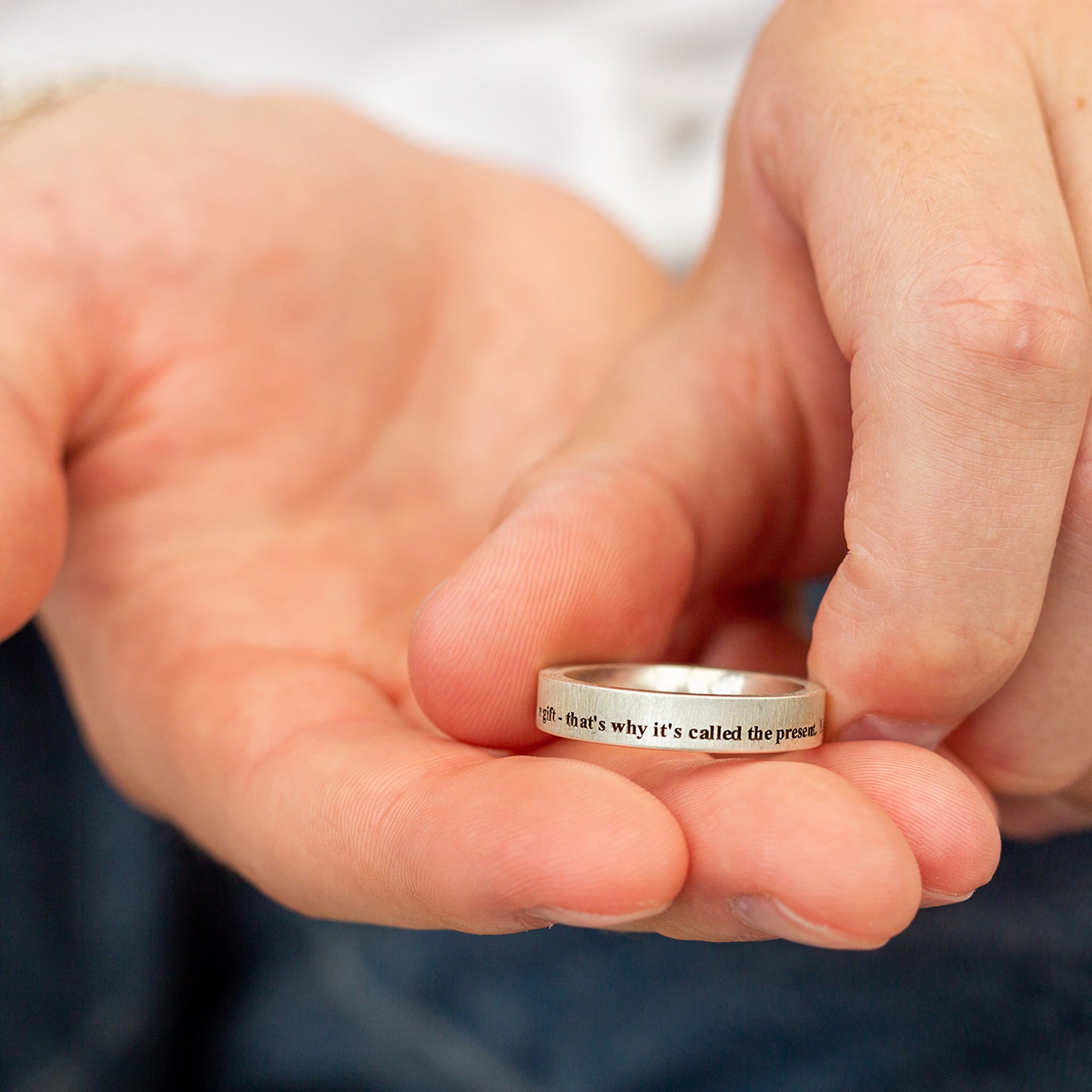 engraved ring lower edge custom message ring sterling silver gift for him Chrismas