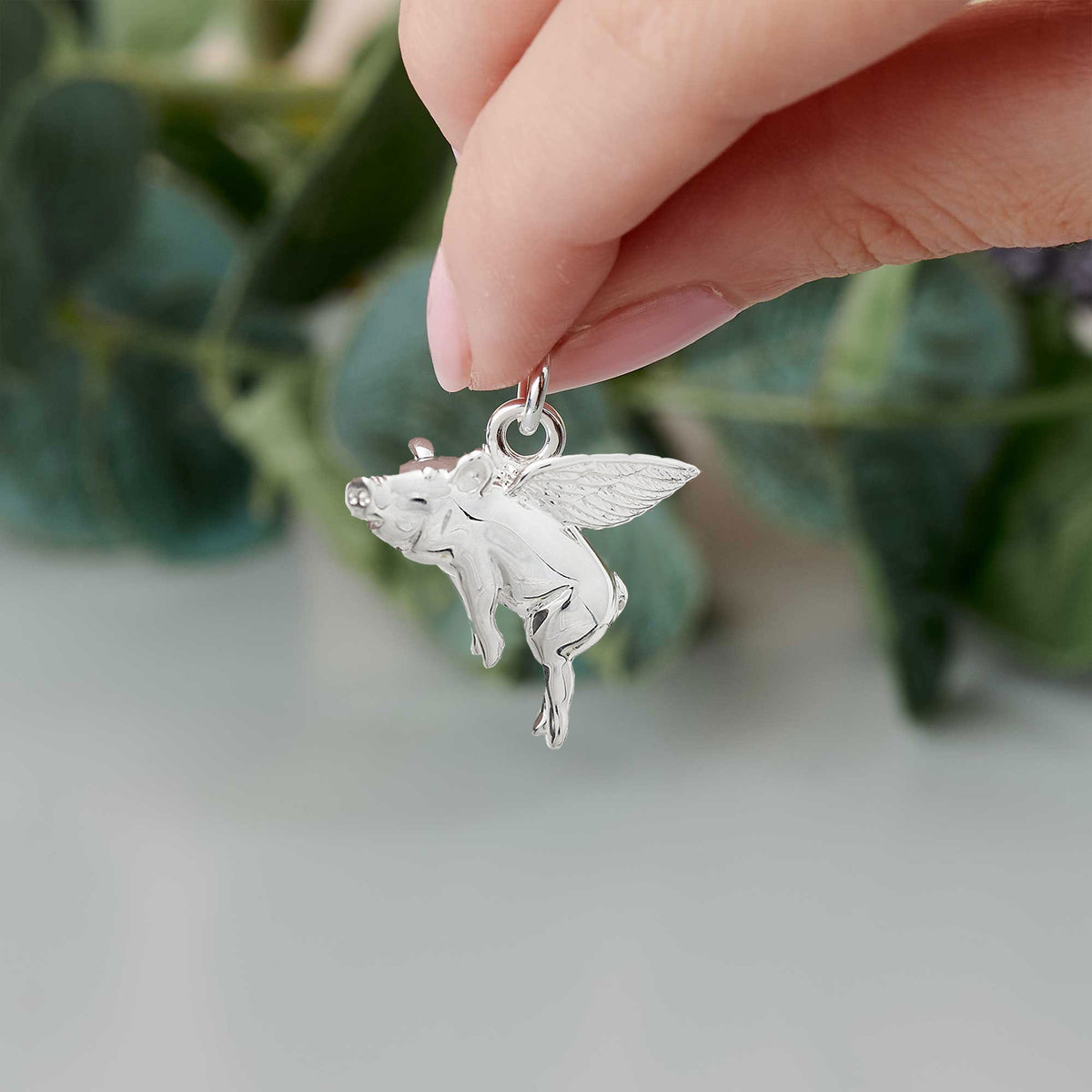 Pigs Might Fly Silver Charm Flying pig bracelet charm