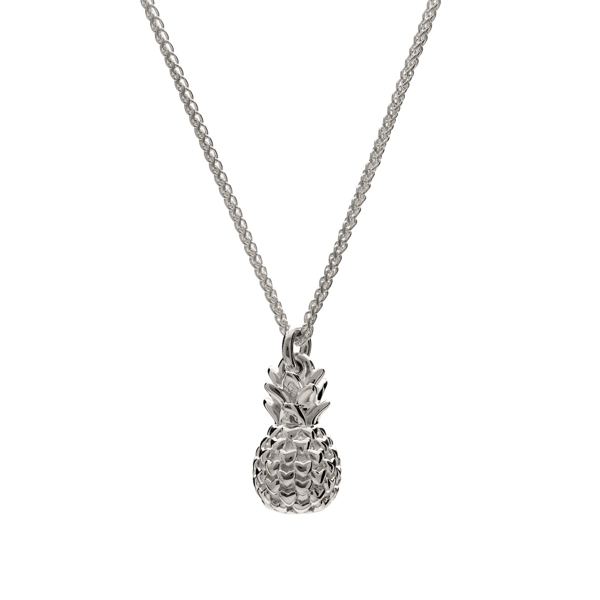 Chunky silver pineapple pendant necklace with heart spikes Scarlett Jewellery