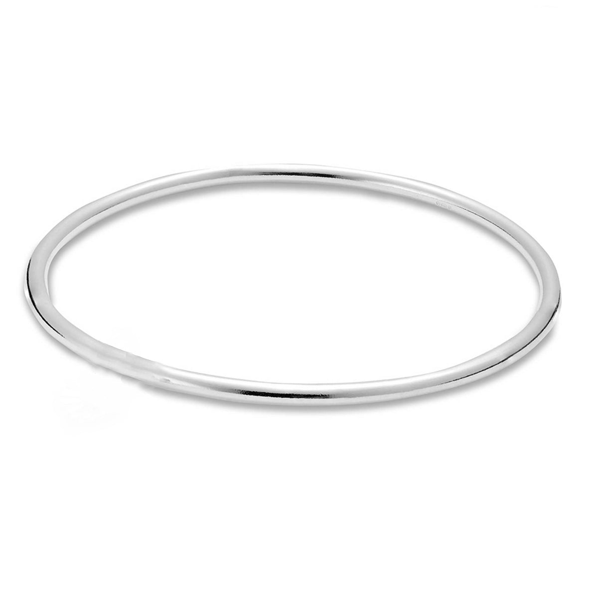 Recycled Solid Silver Bangle - 3mm Round Wire