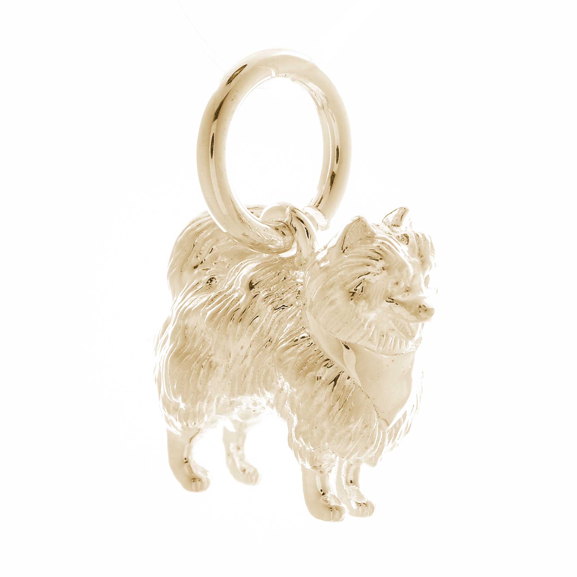 solid 9k gold pomeranian dog charm for bracelet necklace gift for pet loss scarlett jewellery Brighton UK