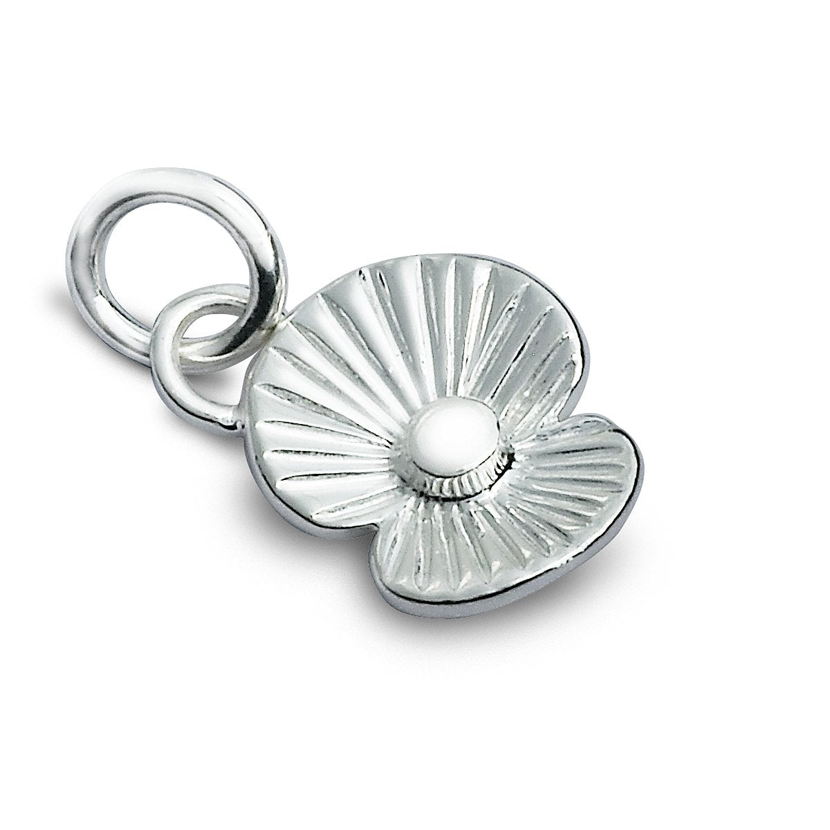 poppy flower charm solid silver