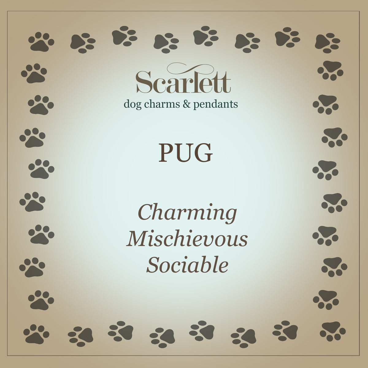 Pug Silver Dog Charm Bracelet