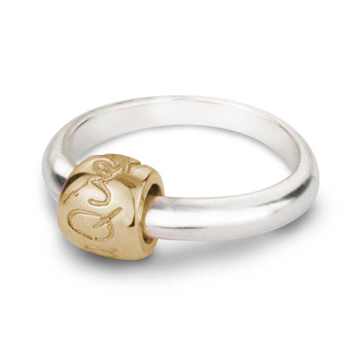Que Sera Silver &amp; gold Worry bead Ring unique designer Scarlett Jewellery