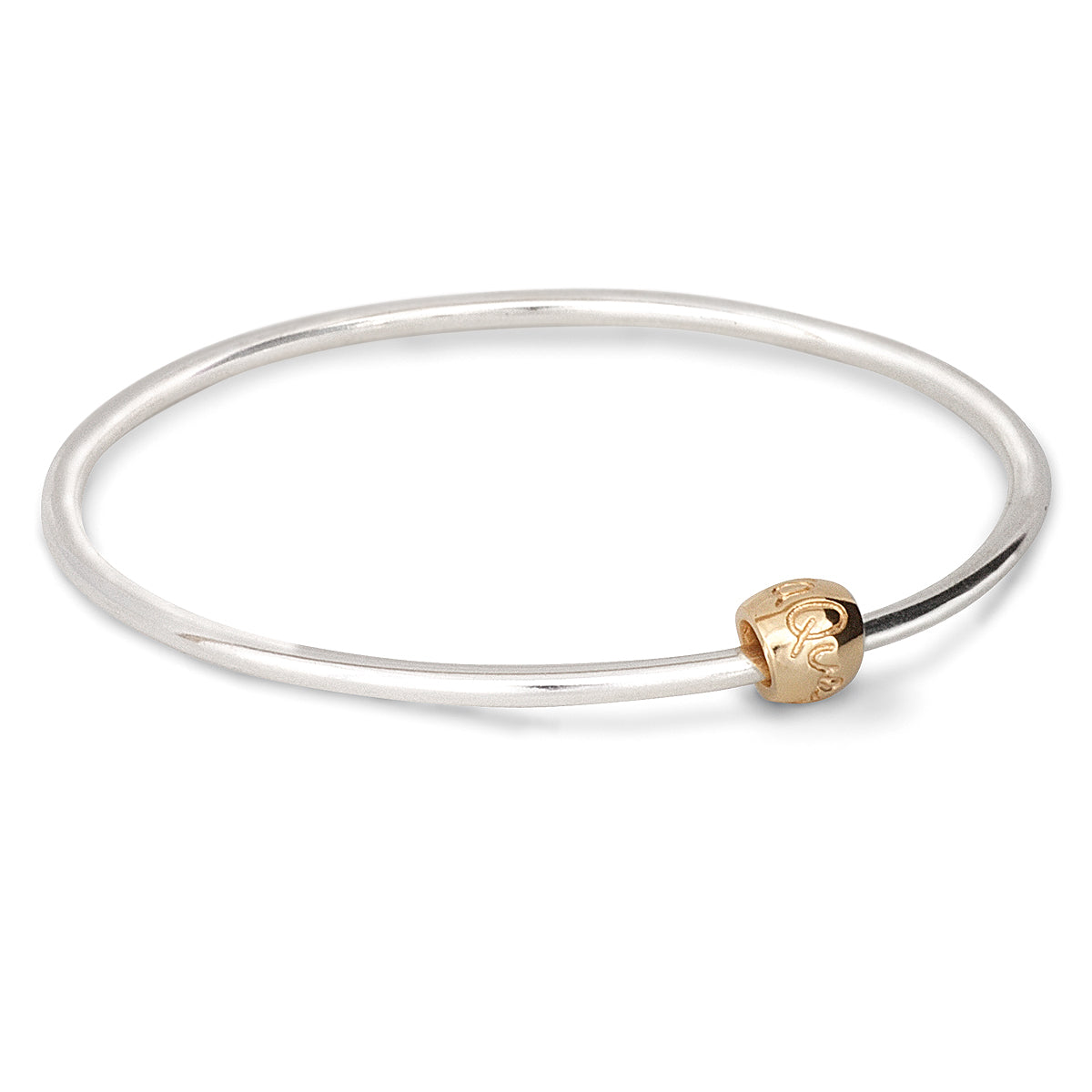 Que Sera Silver and Gold Worry Bead Bangle designer silver Mindfulness Gift Scarlett Jewellery