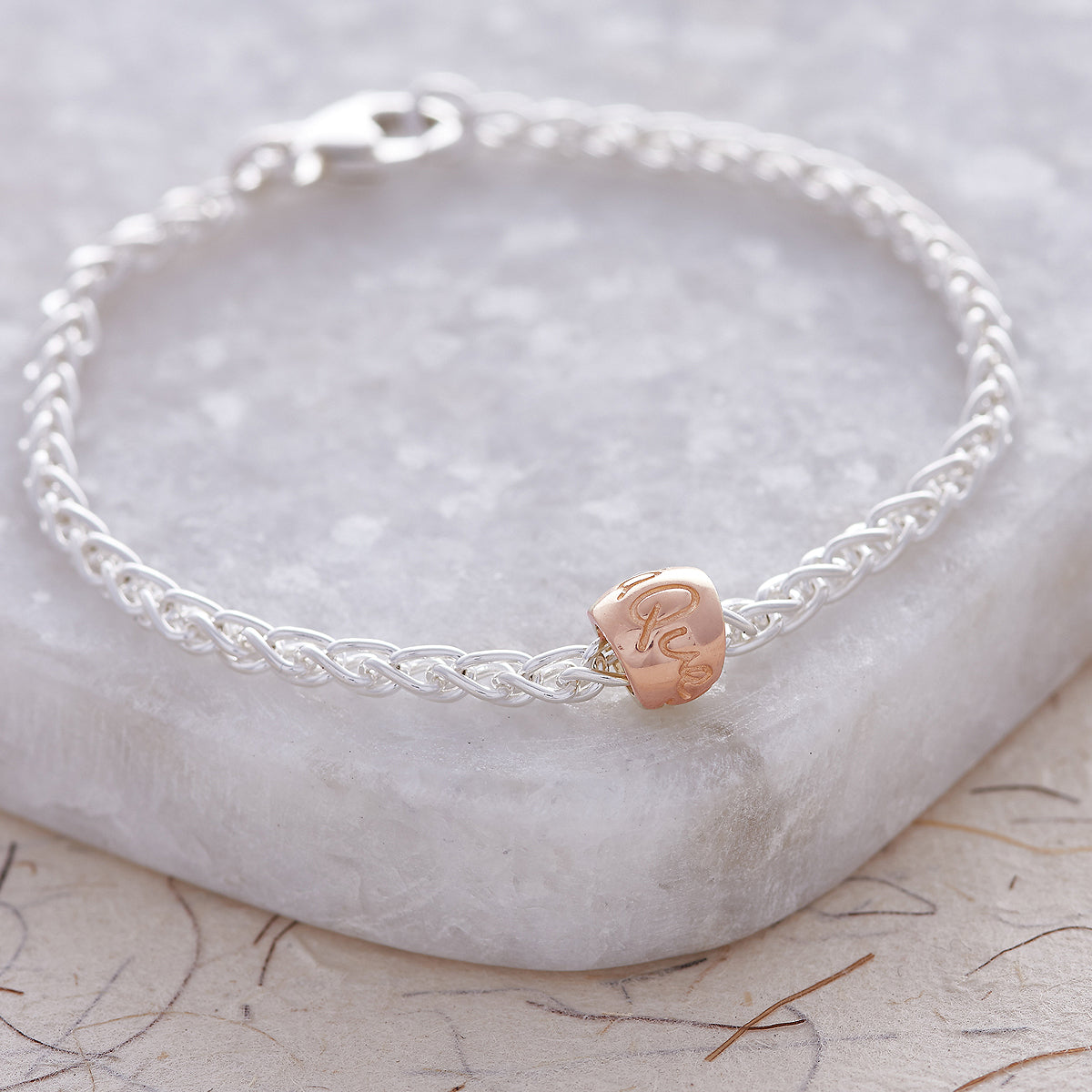 Que Sera Silver &amp; Rose Gold Worry Bead Bracelet Mindfulness Gift Scarlett Jewellery