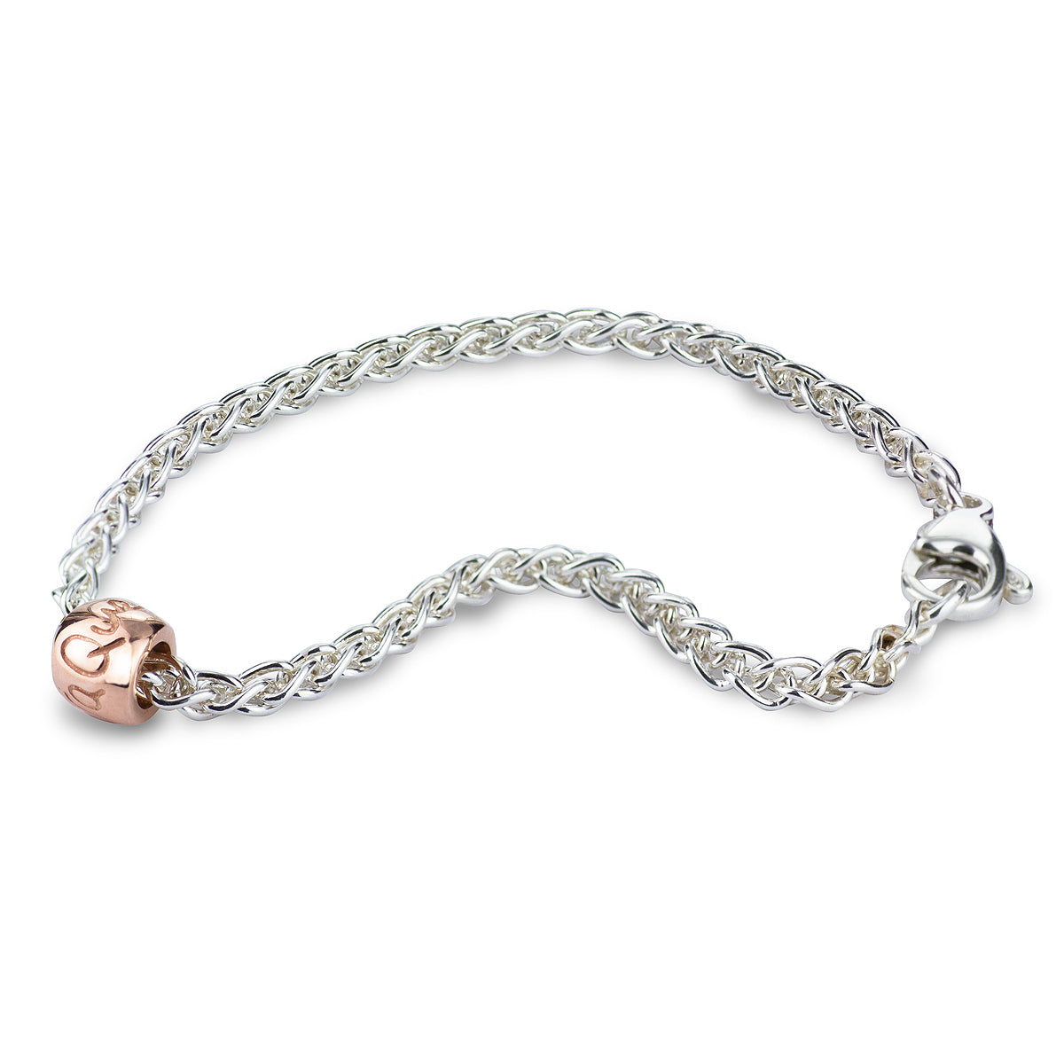 Que Sera Silver &amp; recycled Rose Gold Worry Bead Bracelet Mindfulness Gift Scarlett Jewellery