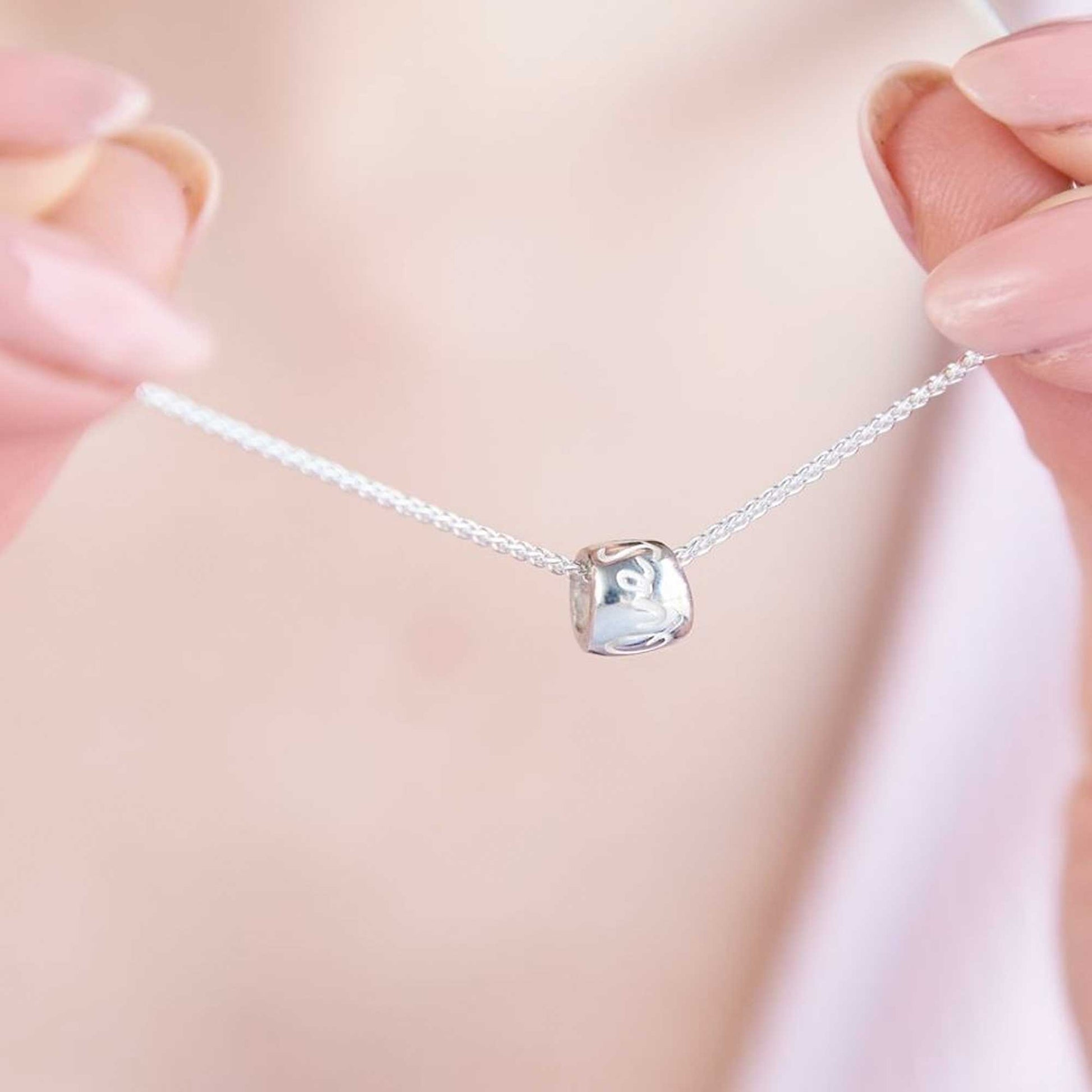 Que sera recycled silver necklace worry bead mindful gift designer Scarlett Jewellery