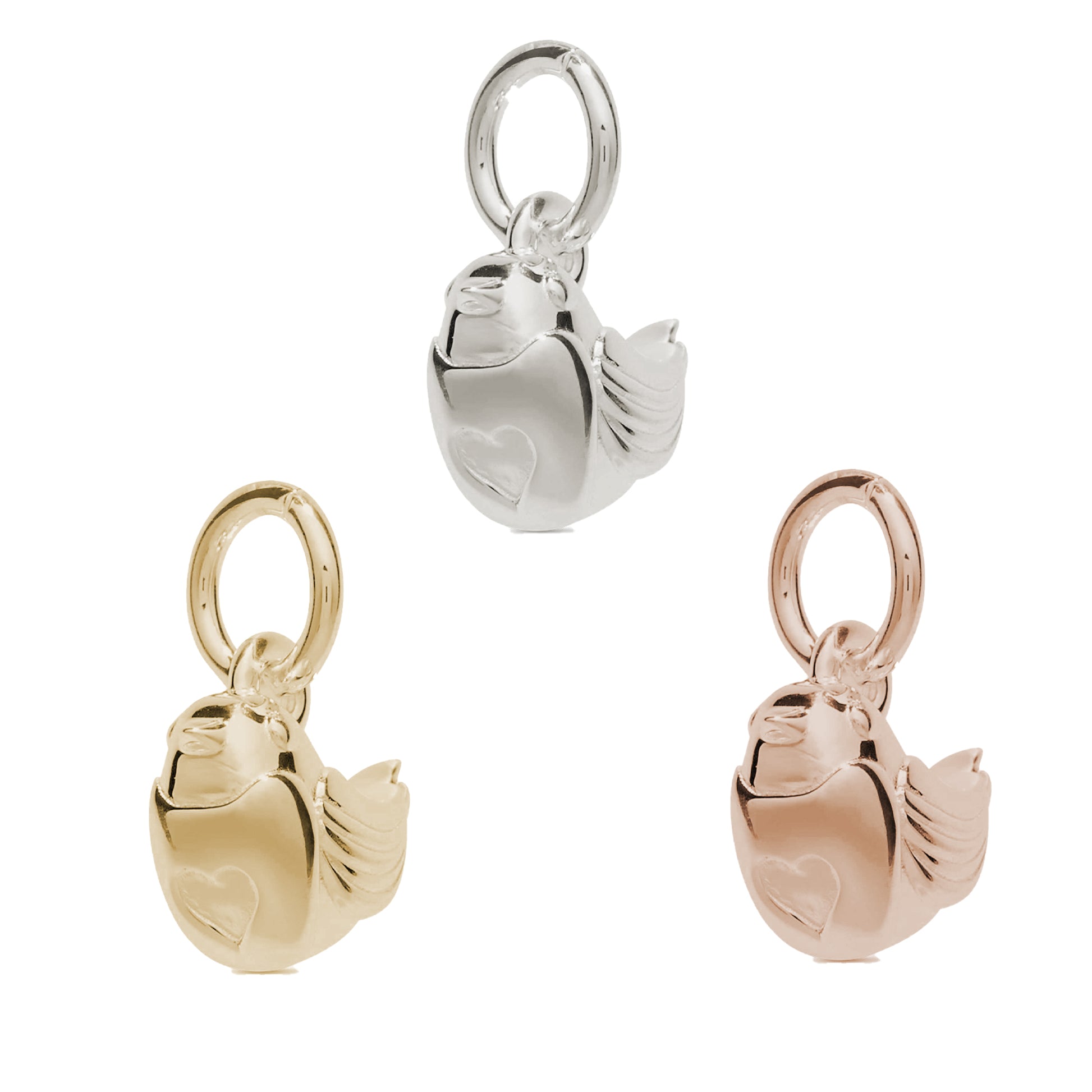 robin redbreast silver gold rose gold plated charm scarlett jewellery lucky charms