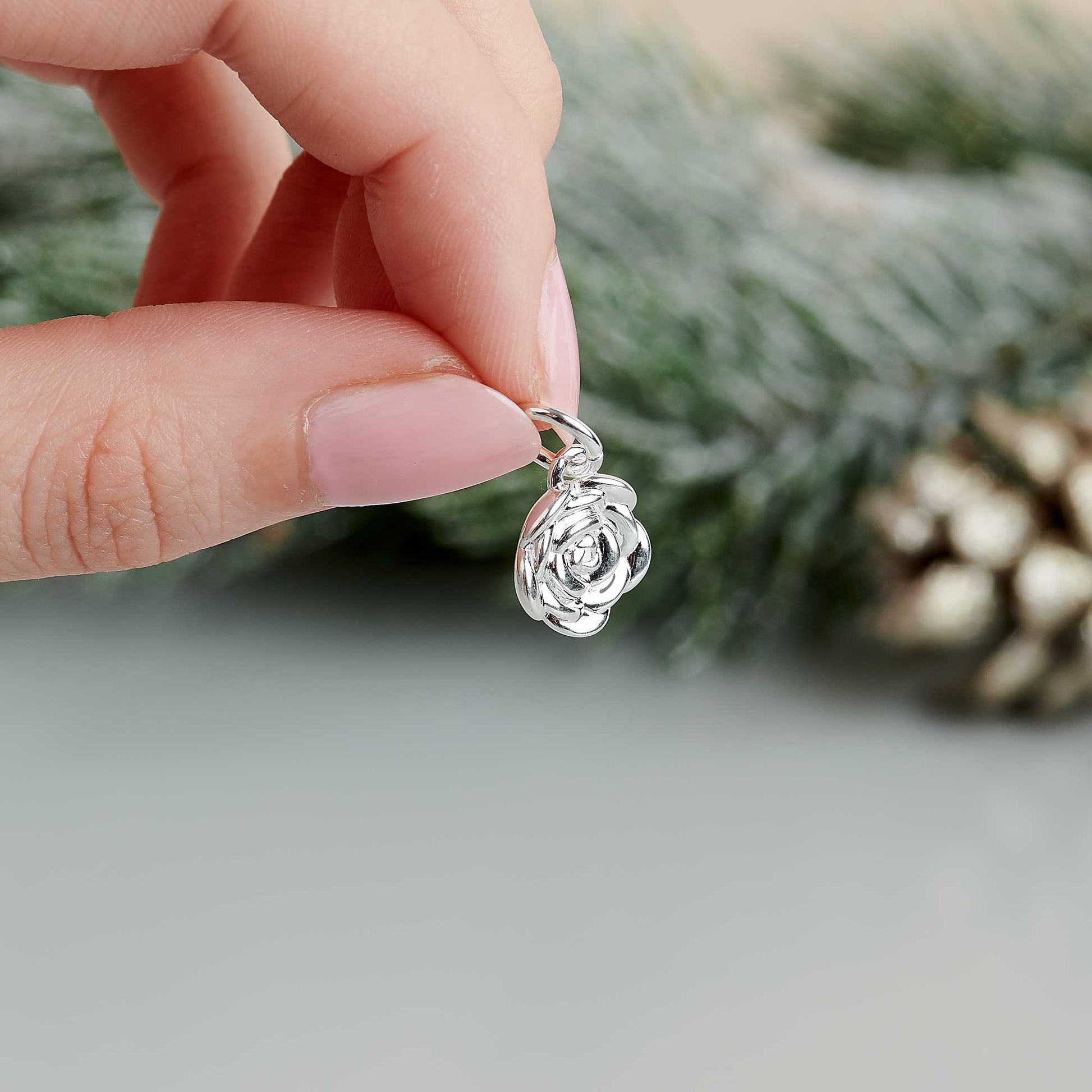 silver rose flower bracelet necklace pendant charm chelsea flower show Scarlett Jewellery