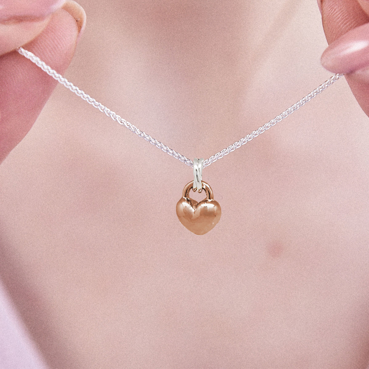 solid rose gold and silver love heart pendant necklace romantic anniversary gift for girlfriend wife