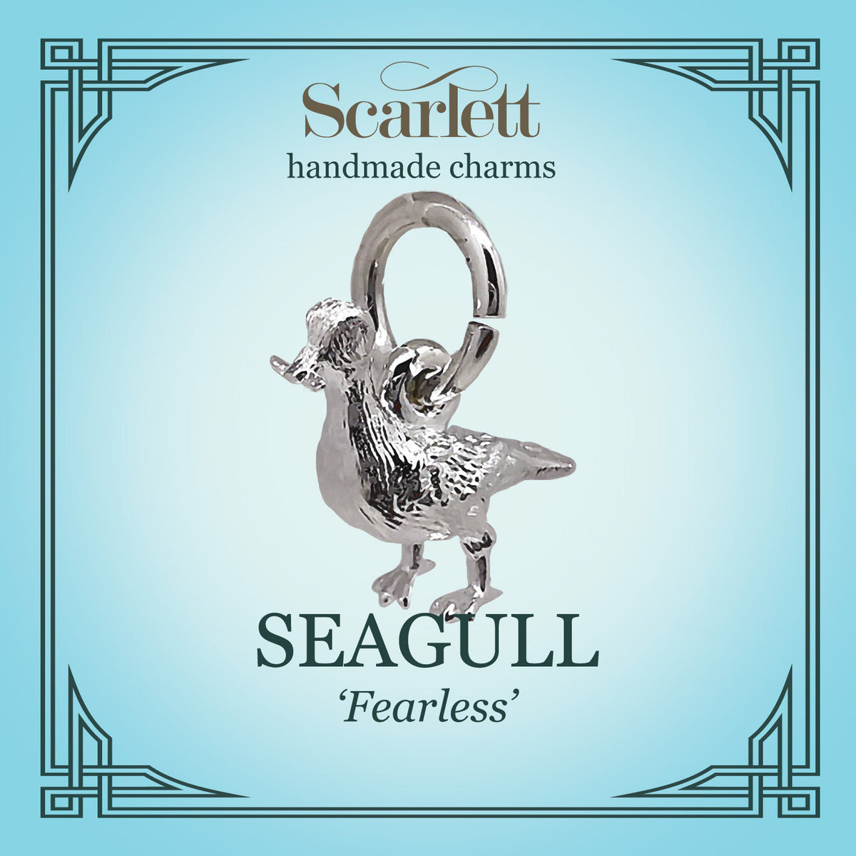 seagull brighton silver charm with stolen chip Scarlett Jewellery bracelet charmsslid gold seagull charm made in Brighton UK