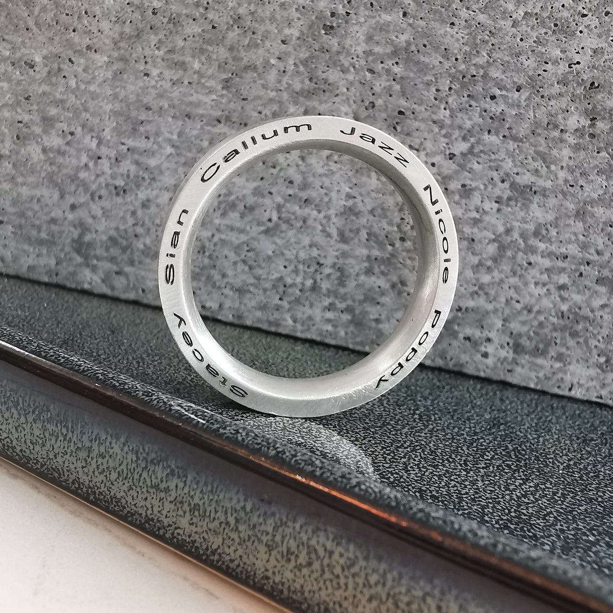engraved edge of silver ring scarlett jewellery brighton UK