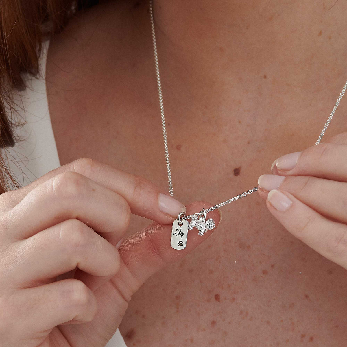 shih tzu silver personalised necklace scarlett jewellery