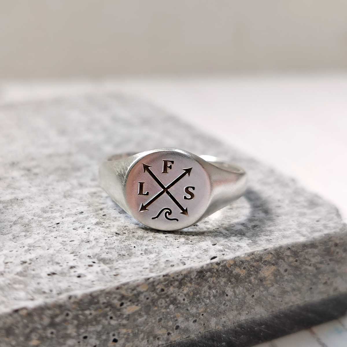Family Initials Personalised Silver Signet Ring