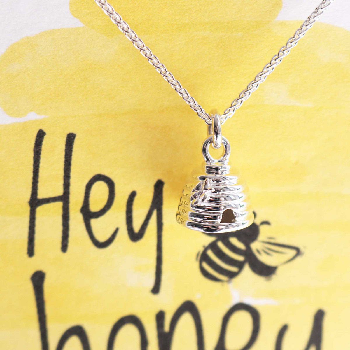 Hey Honey beehive silver necklace gift card Scarlett Jewellery