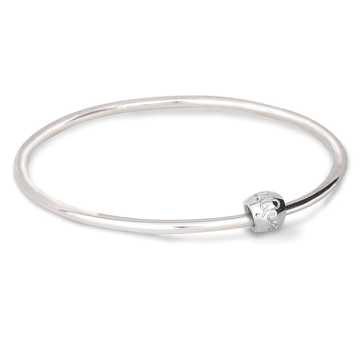 Que Sera recycled Silver Worry Bead Bangle designer silver Mindfulness Gift Scarlett Jewellery