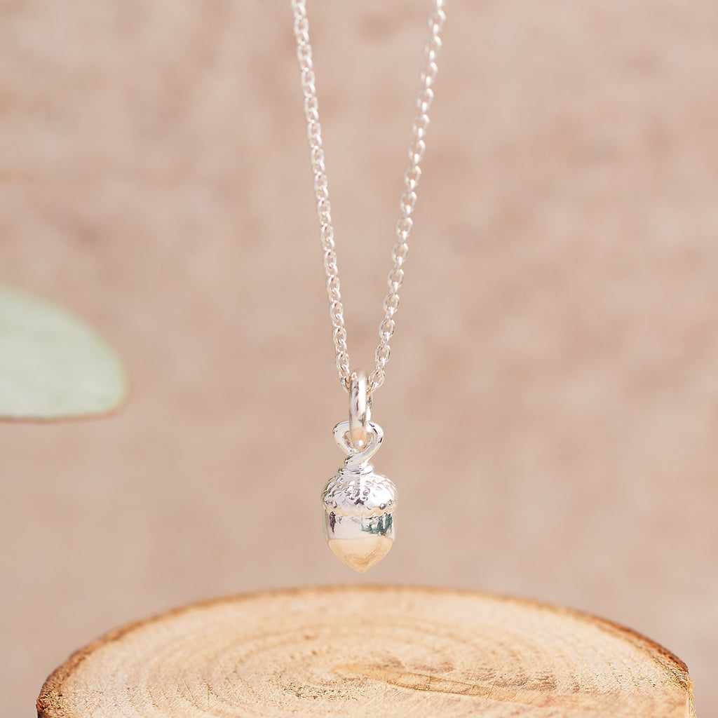 Little Acorn Solid Silver Tiny Necklace Designer Scarlett Jewellery