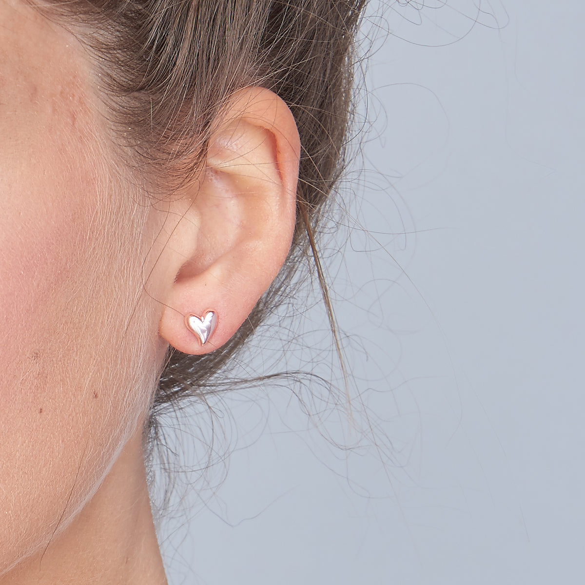 9 carat solid rose gold heart stud earrings for pierced ears Scarlett Jewellery
