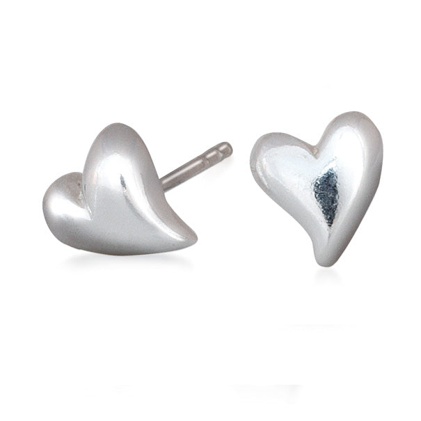 Simply Heart Silver Stud Earrings Symmetrical heart shaped studs for pierced ears Scarlett Jewellery