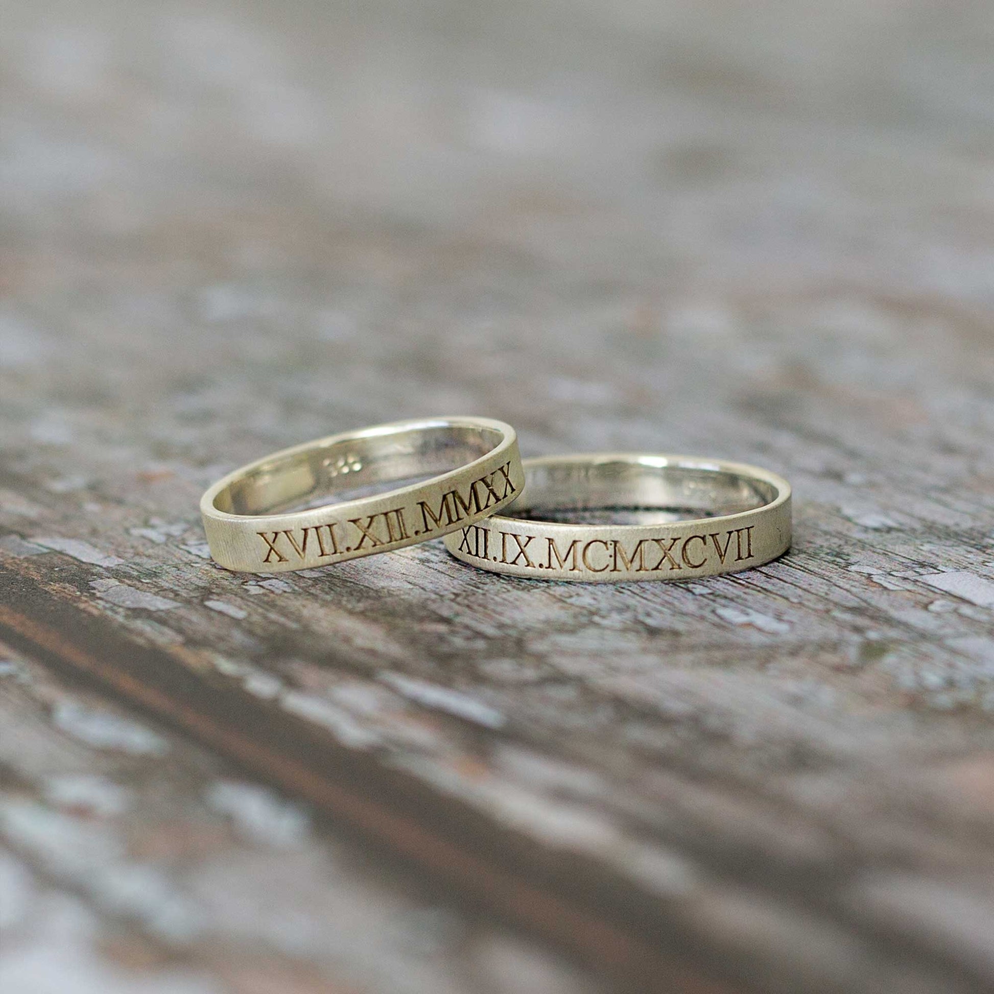 mens roman numerals bespoke custom date ring sterling silver