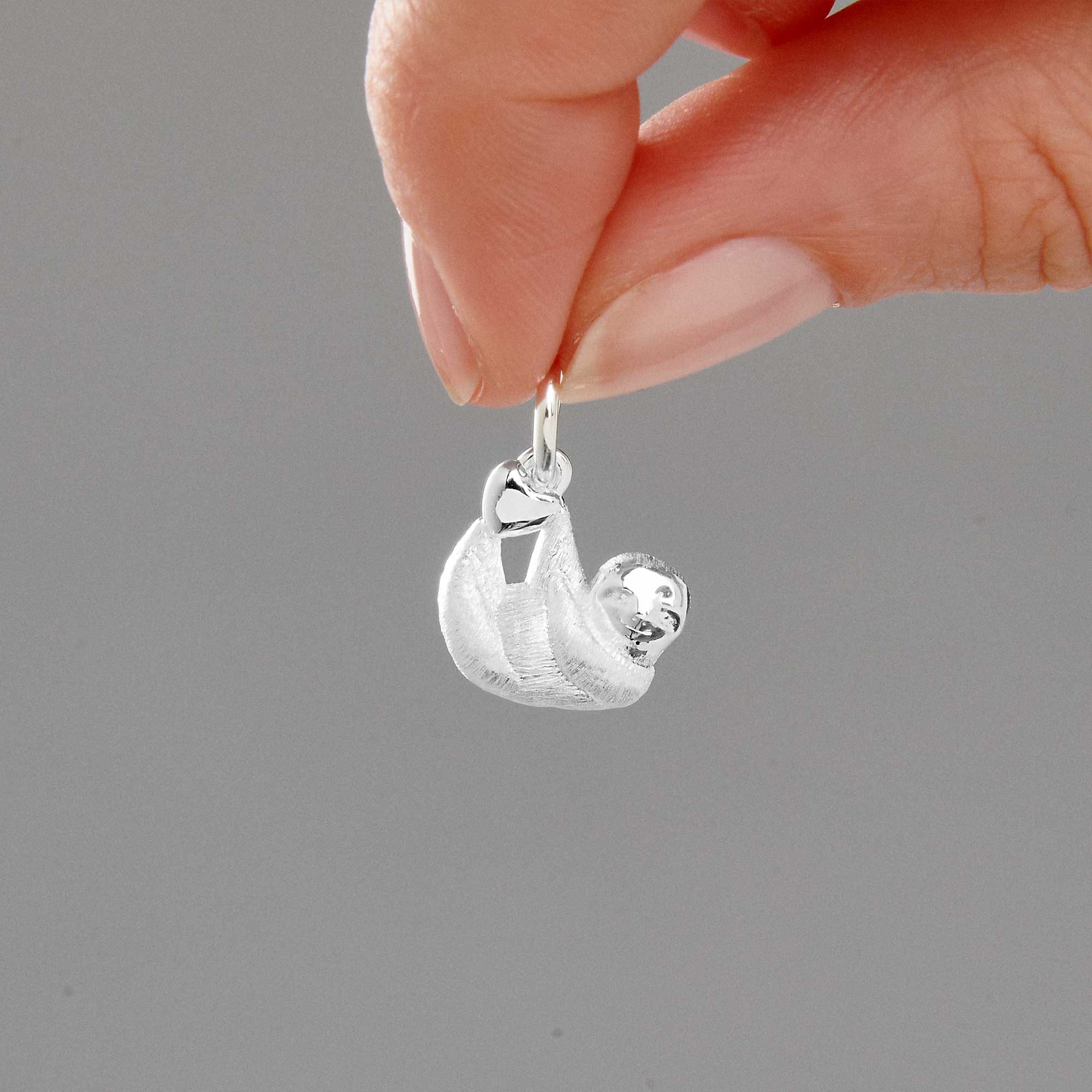 sloth silver charm with heart for bracelets scarlett jewellery