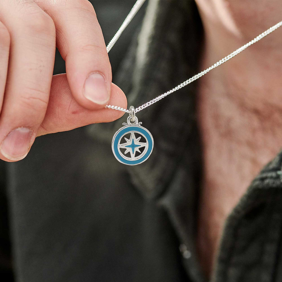 enamel compass necklace alternative saint christopher gift for him