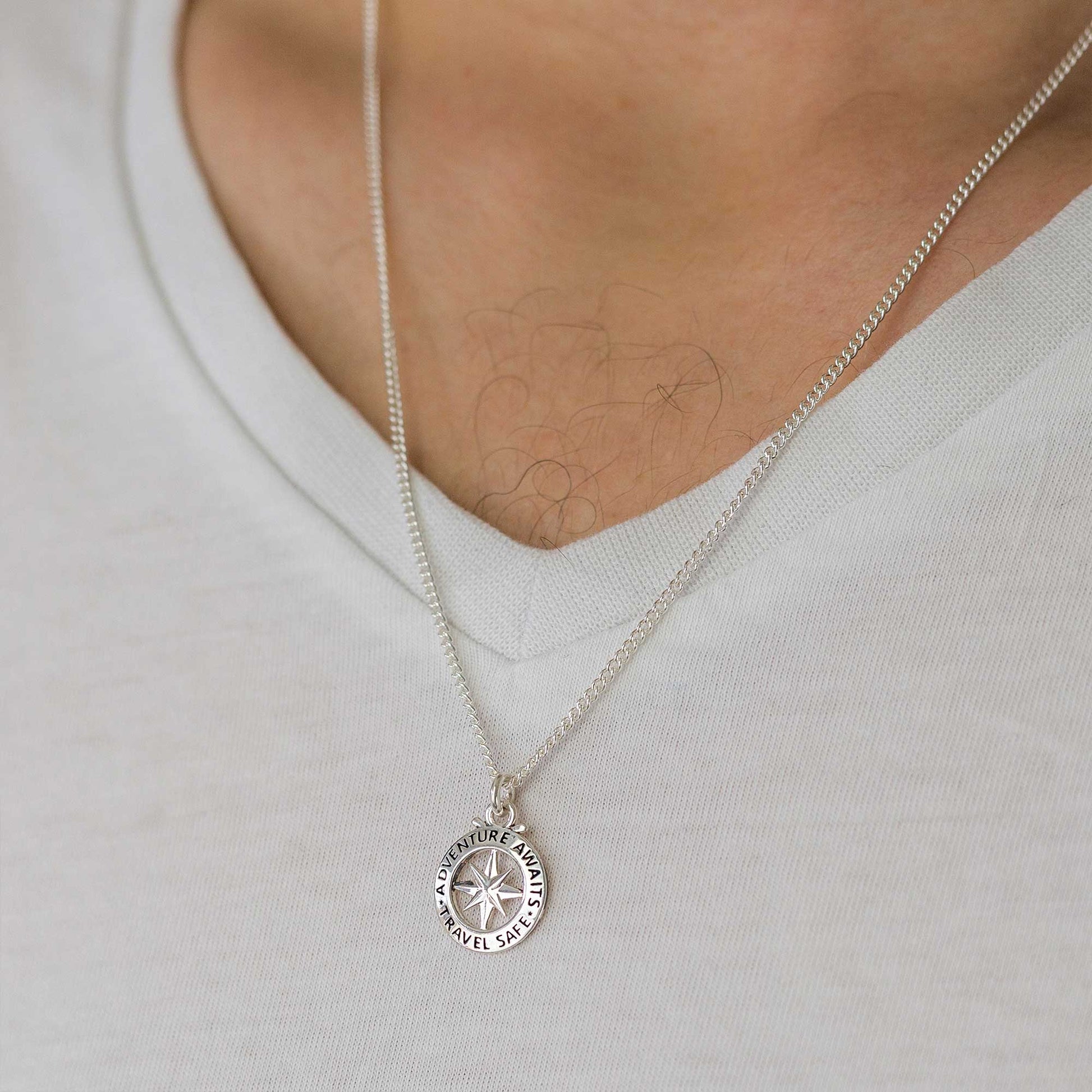 small travel safe compass necklace alternative saint christopher birthday 18th 21st gift for son grandson