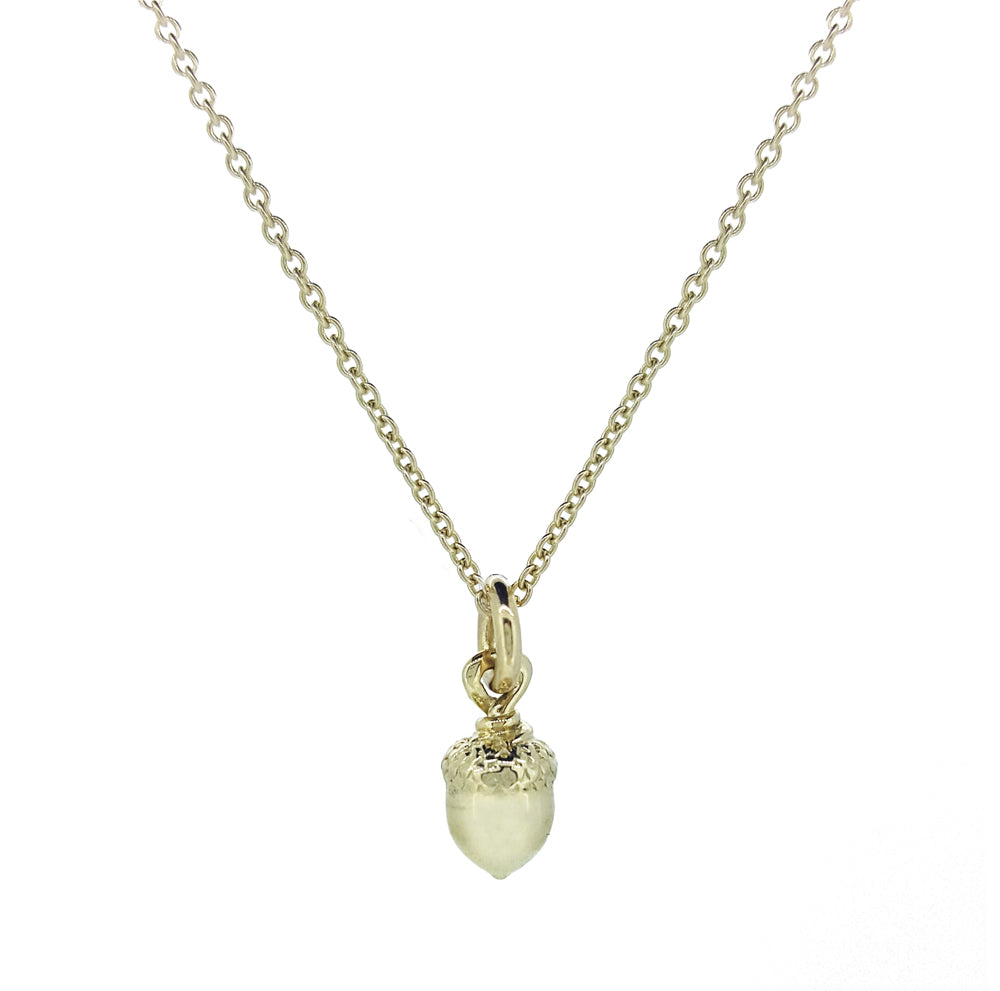 Little Acorn Solid Gold Necklace made in UK designer Scarlett Jewellery
