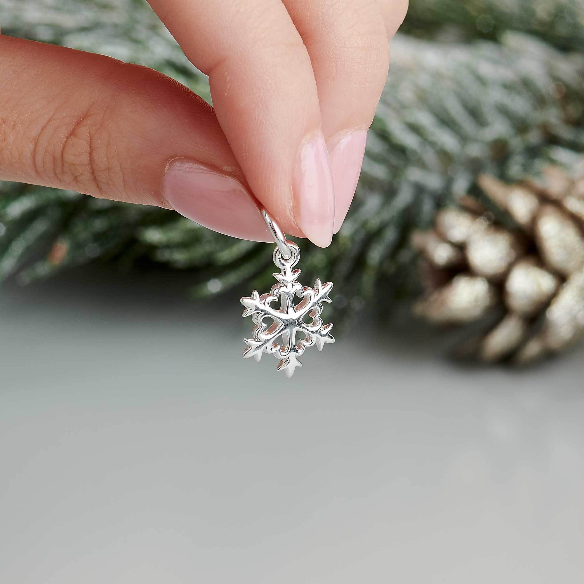 snowflake silver christmas themed bracelet charm necklace pendant Scarlett Jewellery