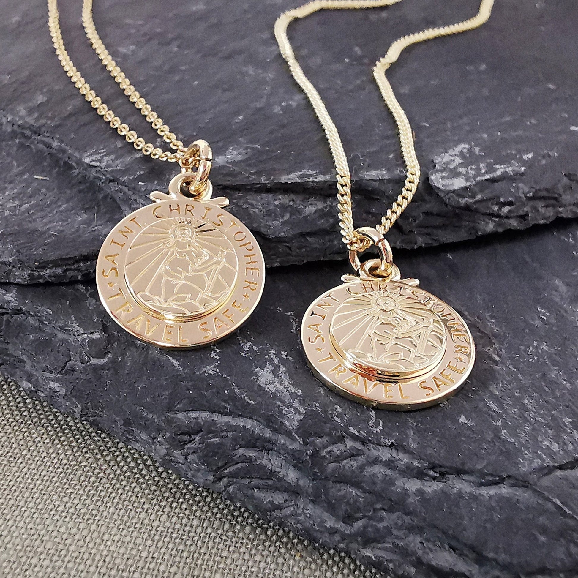 St. Christopher Symbol and Engraved Words Detail
