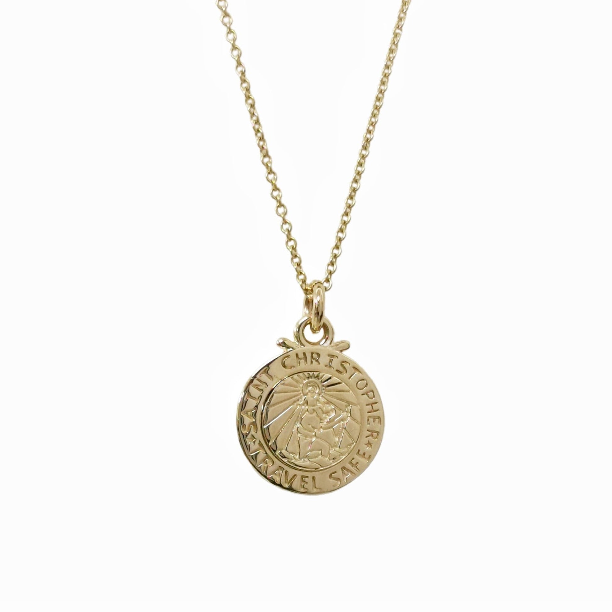 Solid Gold St. Christopher Pendant - Unique Design