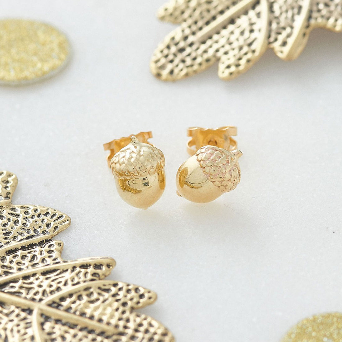 Intricate Gold Studs - Scarlett Acorn Earrings