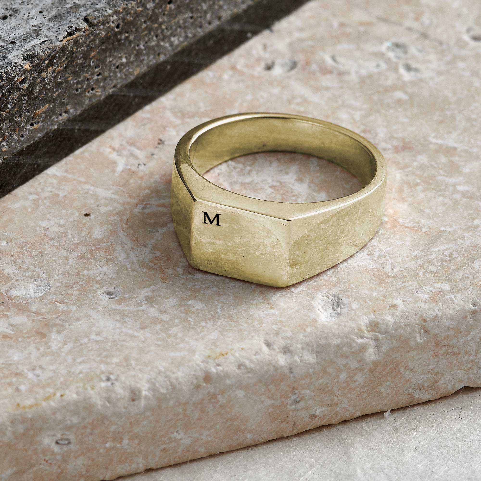 solid gold mens engraved initial signet ring scarlett jewellery