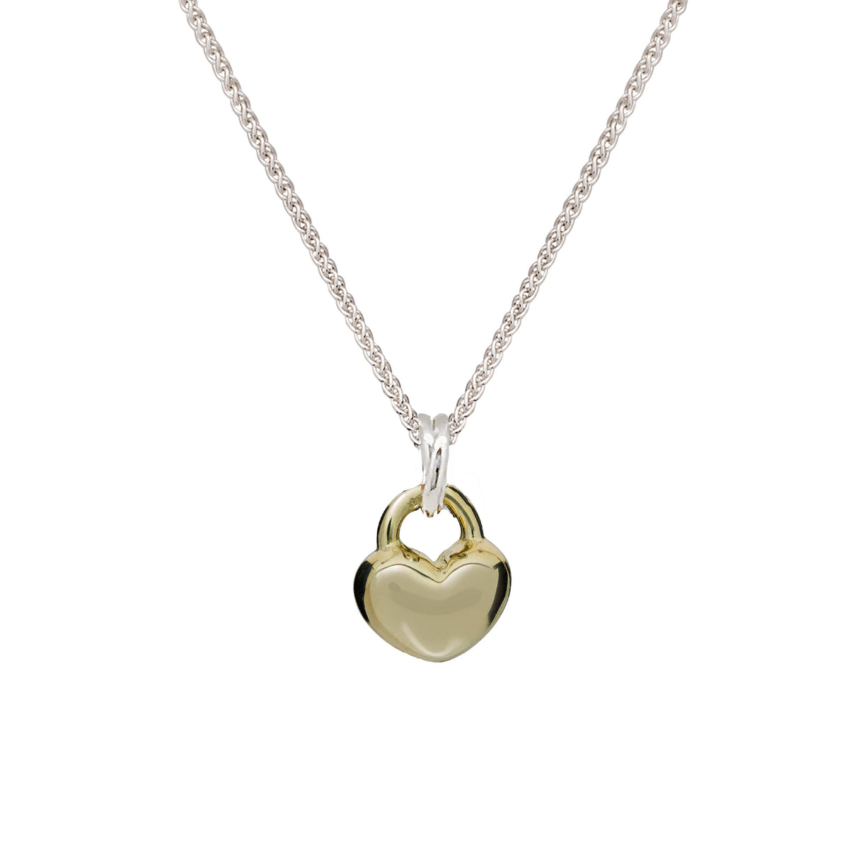 solid gold and silver love heart pendant necklace romantic anniversary gift for girlfriend wife
