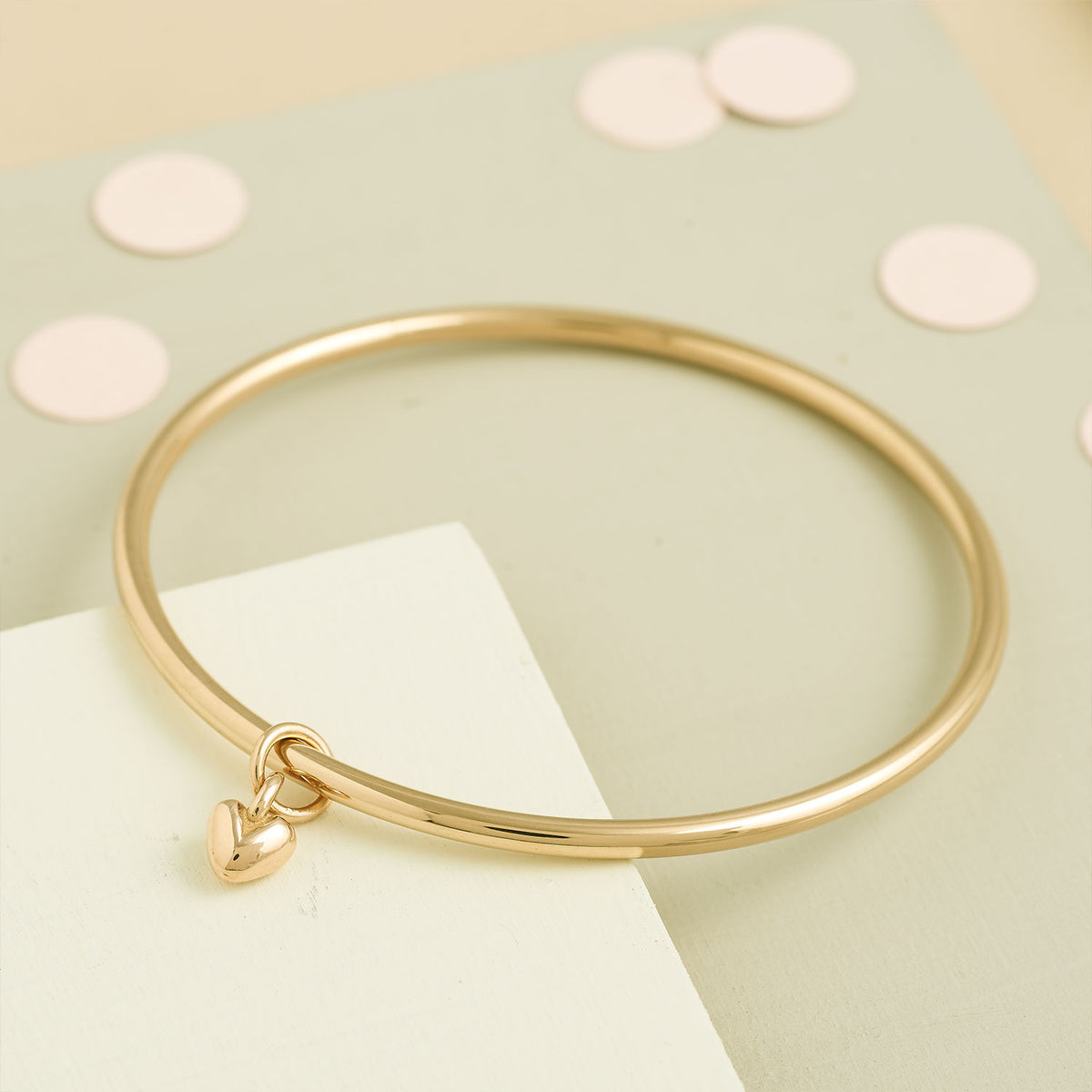 recycled solid gold heart bangle made in UK Scarlett Jewellery