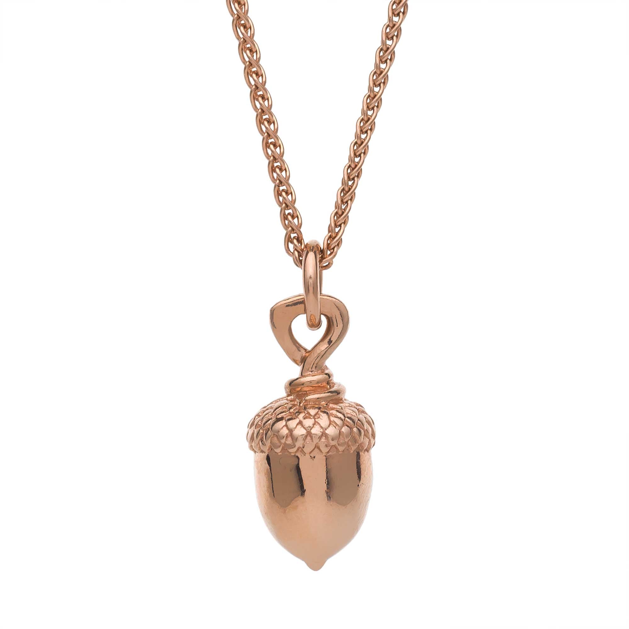 Scarlett Jewellery's Solid Rose Gold Acorn Necklace - Classic Sophistication