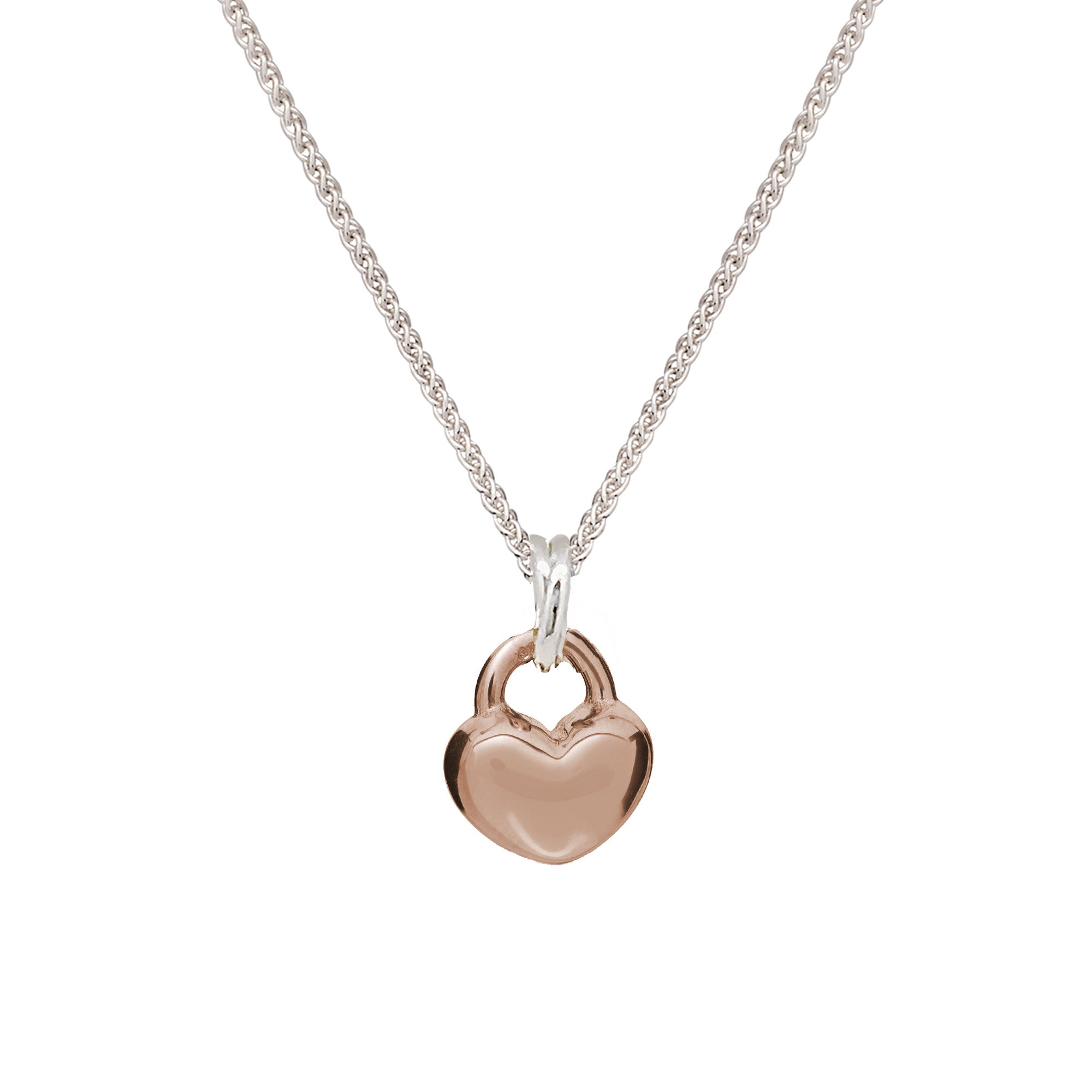 solid rose gold and silver love heart pendant necklace romantic anniversary gift for girlfriend wife