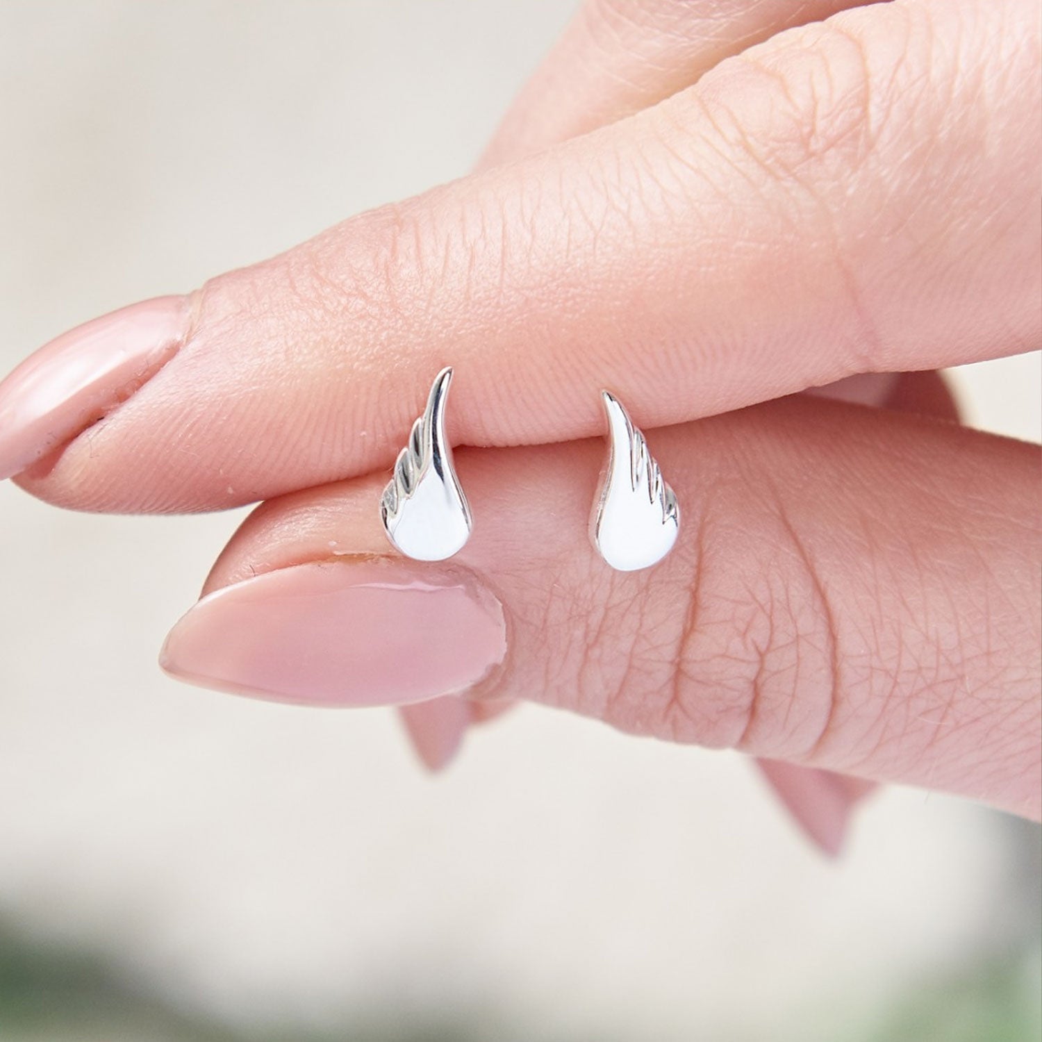 Angel Wing Silver Stud Earrings christening or confirmation gift idea for teenage girl Scarlett Jewellery