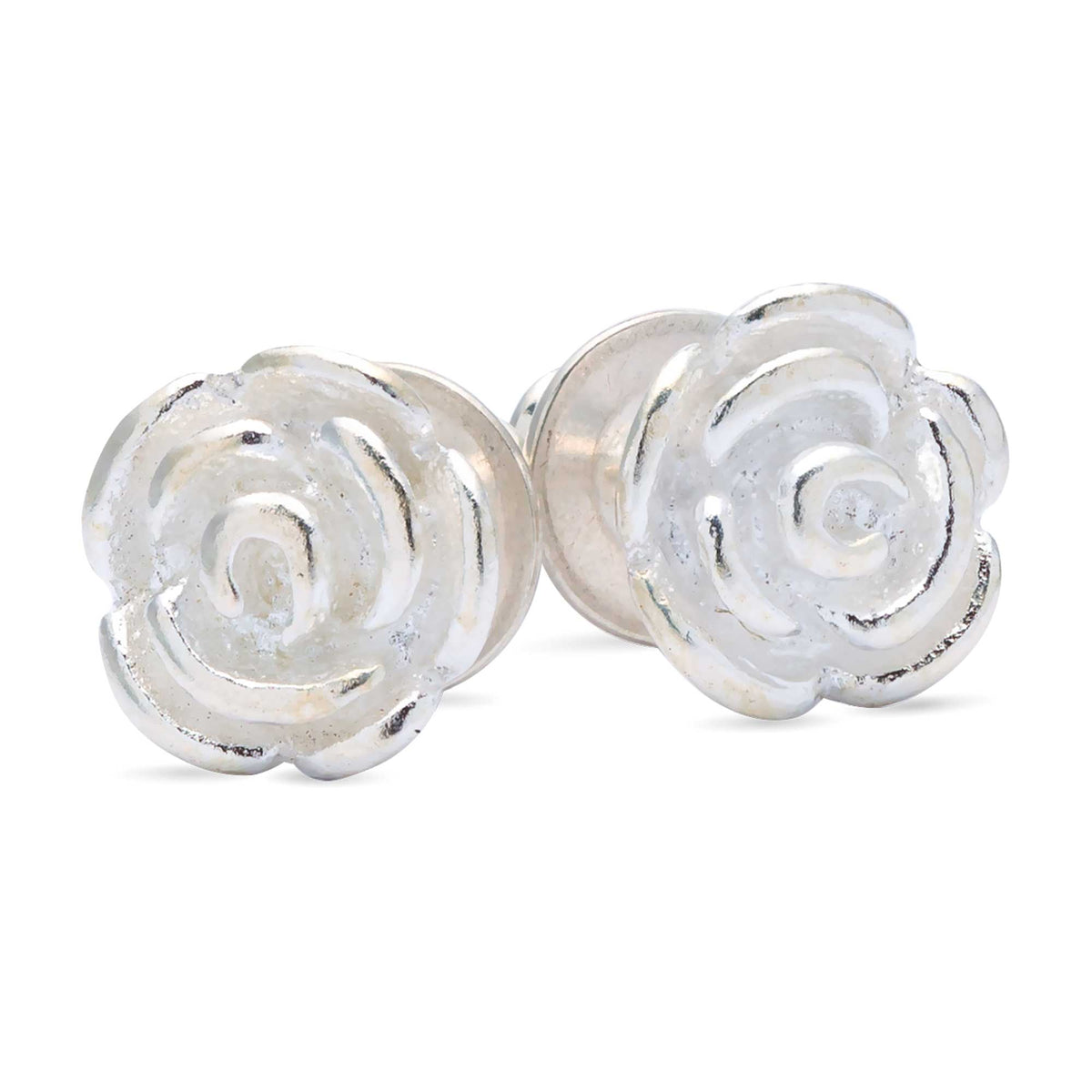 Solid silver rose flower stud earrings Scarlett Jewellery