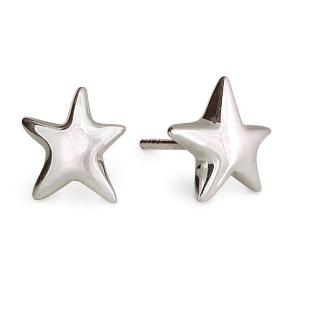 This beautiful, organic shaped pair of silver star studs from designer Scarlett Jewellery