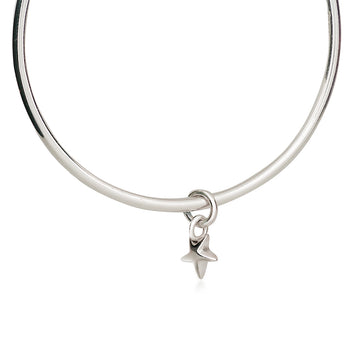 Organic Silver Star Charm Bangle by Scarlett Jewellery