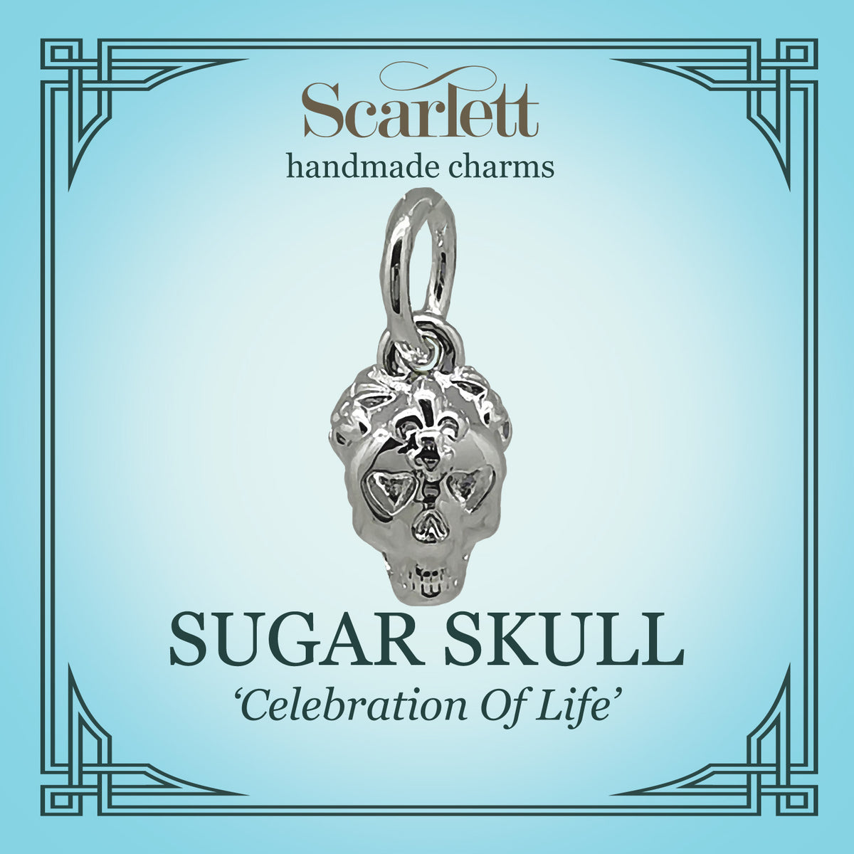 mexican day of the dead sugar skull silver charm scarlett jewellery
